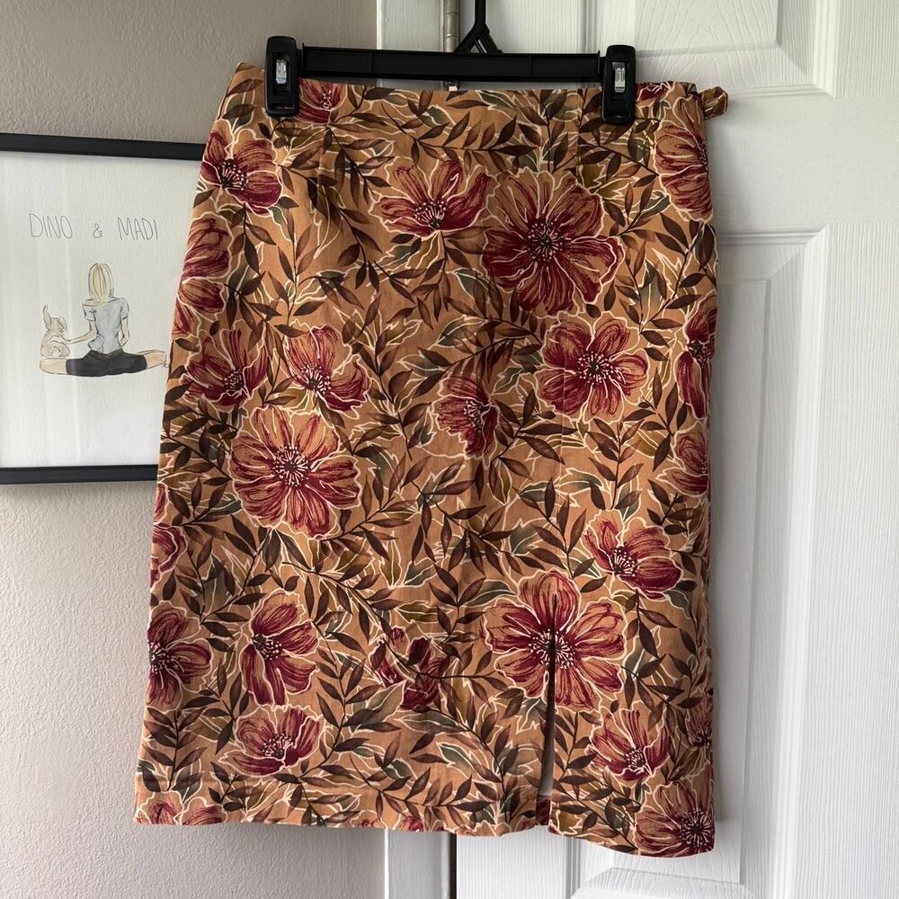 Talbots Vintage Brown Floral Midi Skirt